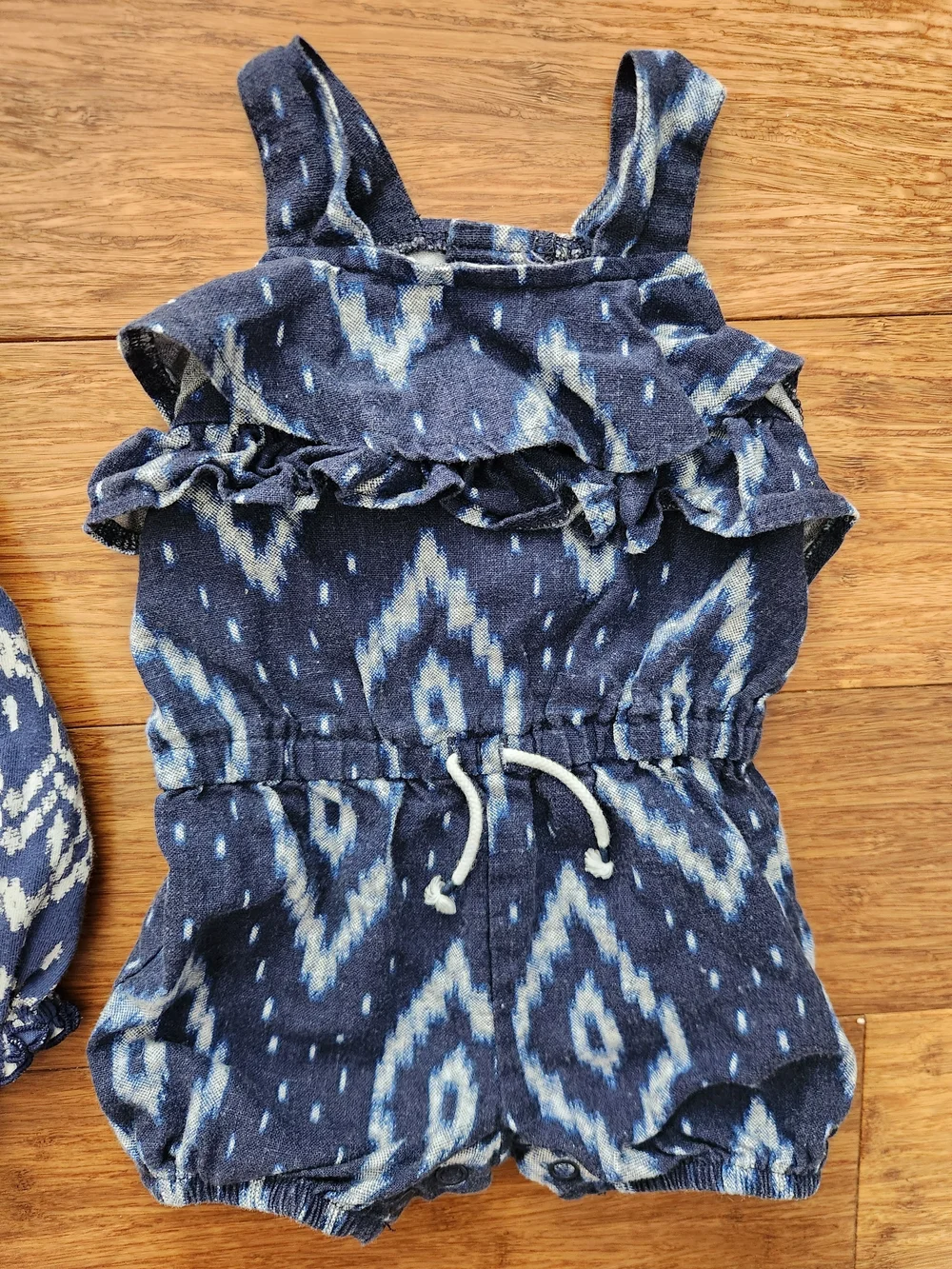 Set Of 2 Baby Girl Summer One Piece Blue Shorts Rompers, 0-3 Months